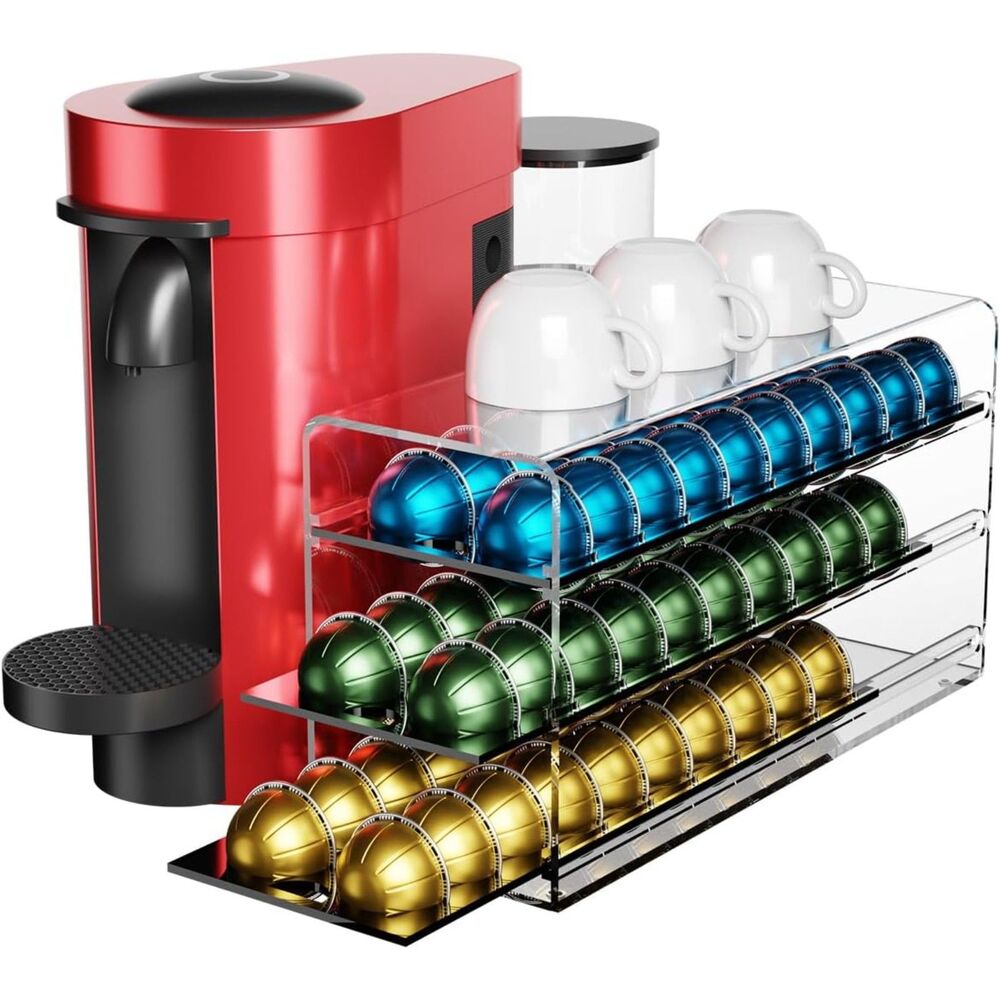 Coffee Pod Drawer Nespresso Vertuo Capsules 3 Tier 60 Capacity Pods Organizer